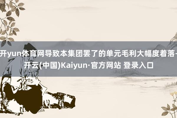 开yun体育网导致本集团罢了的单元毛利大幅度着落-开云(中国)Kaiyun·官方网站 登录入口