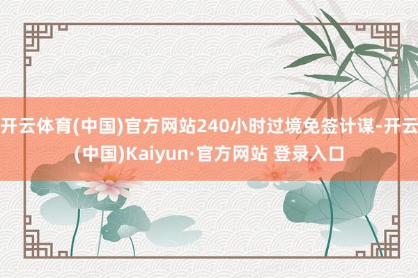 开云体育(中国)官方网站240小时过境免签计谋-开云(中国)Kaiyun·官方网站 登录入口