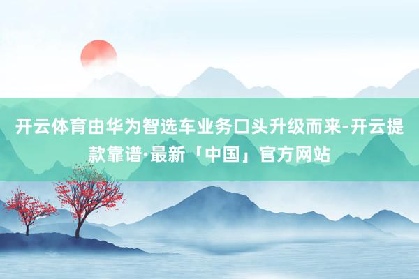 开云体育由华为智选车业务口头升级而来-开云提款靠谱·最新「中国」官方网站