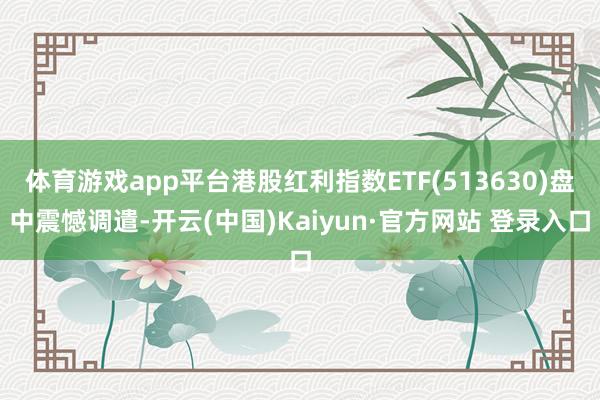 体育游戏app平台港股红利指数ETF(513630)盘中震憾调遣-开云(中国)Kaiyun·官方网站 登录入口