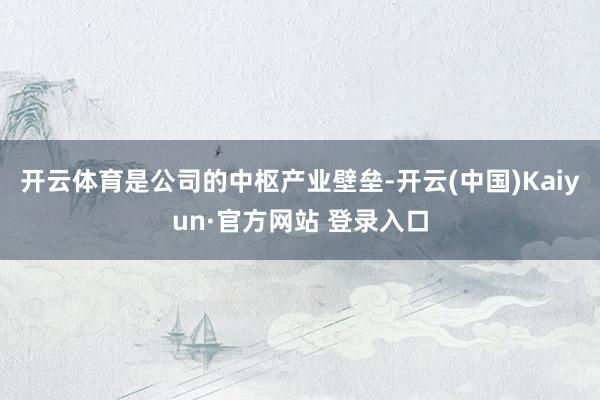 开云体育是公司的中枢产业壁垒-开云(中国)Kaiyun·官方网站 登录入口