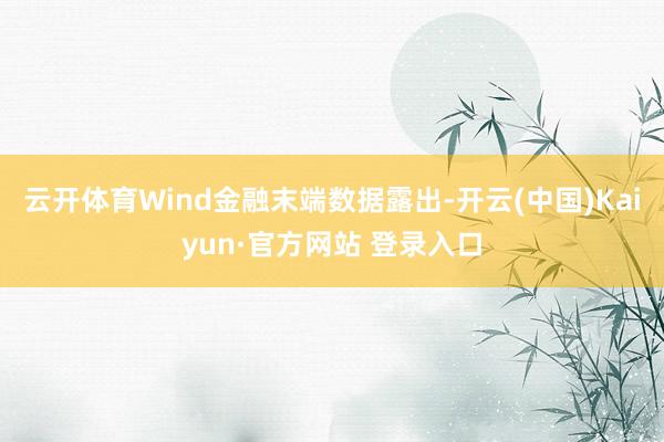 云开体育Wind金融末端数据露出-开云(中国)Kaiyun·官方网站 登录入口